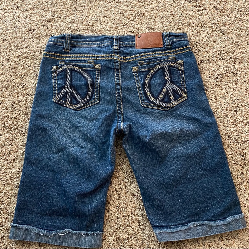 Yaso Peace Sign Denim Shorts